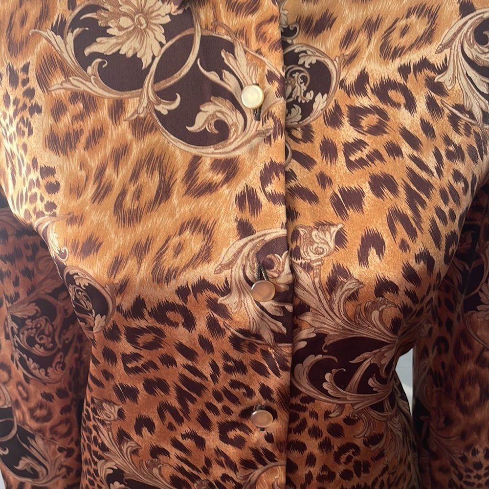 Cheetah Print Button Down Blouse - image 3
